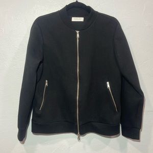 Everlane Street Fleece Bomber Jacket Scuba Zip Up Pockets Black Size M
